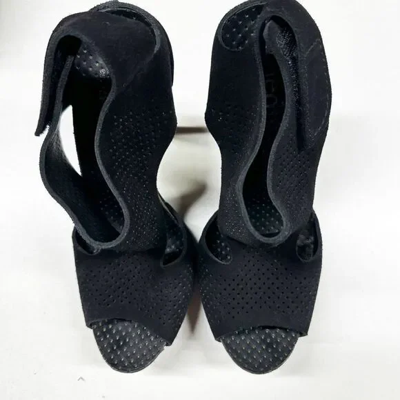 Pedro Garcia Petunia Perforated Heeled Sandals Womens Size 39 Black - Picture 5 of 10